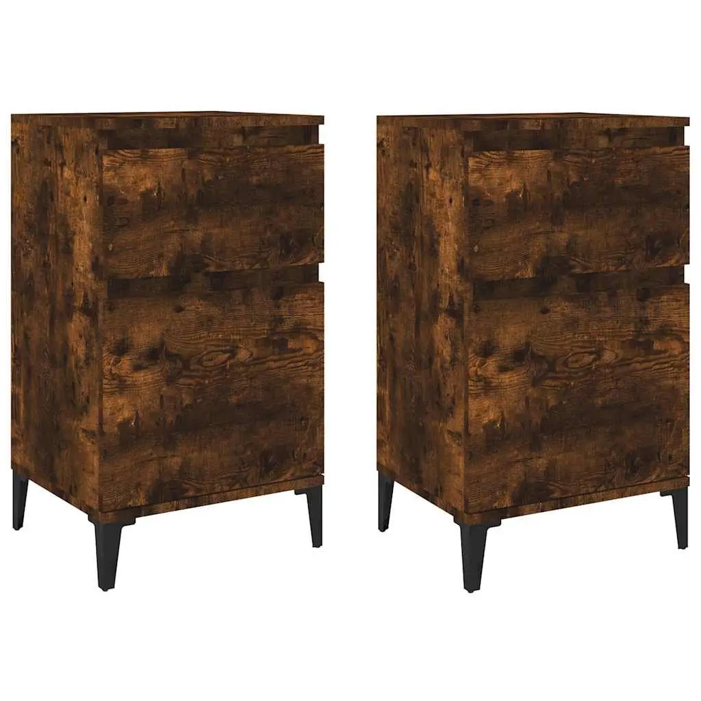 Bedside Cabinets Brown 2 Piece Storage Nightstand 40x35x70 cm