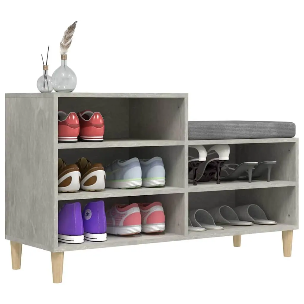 Shoe Cabinet Grey Storage Organiser Engineered Wood 5 Compartments