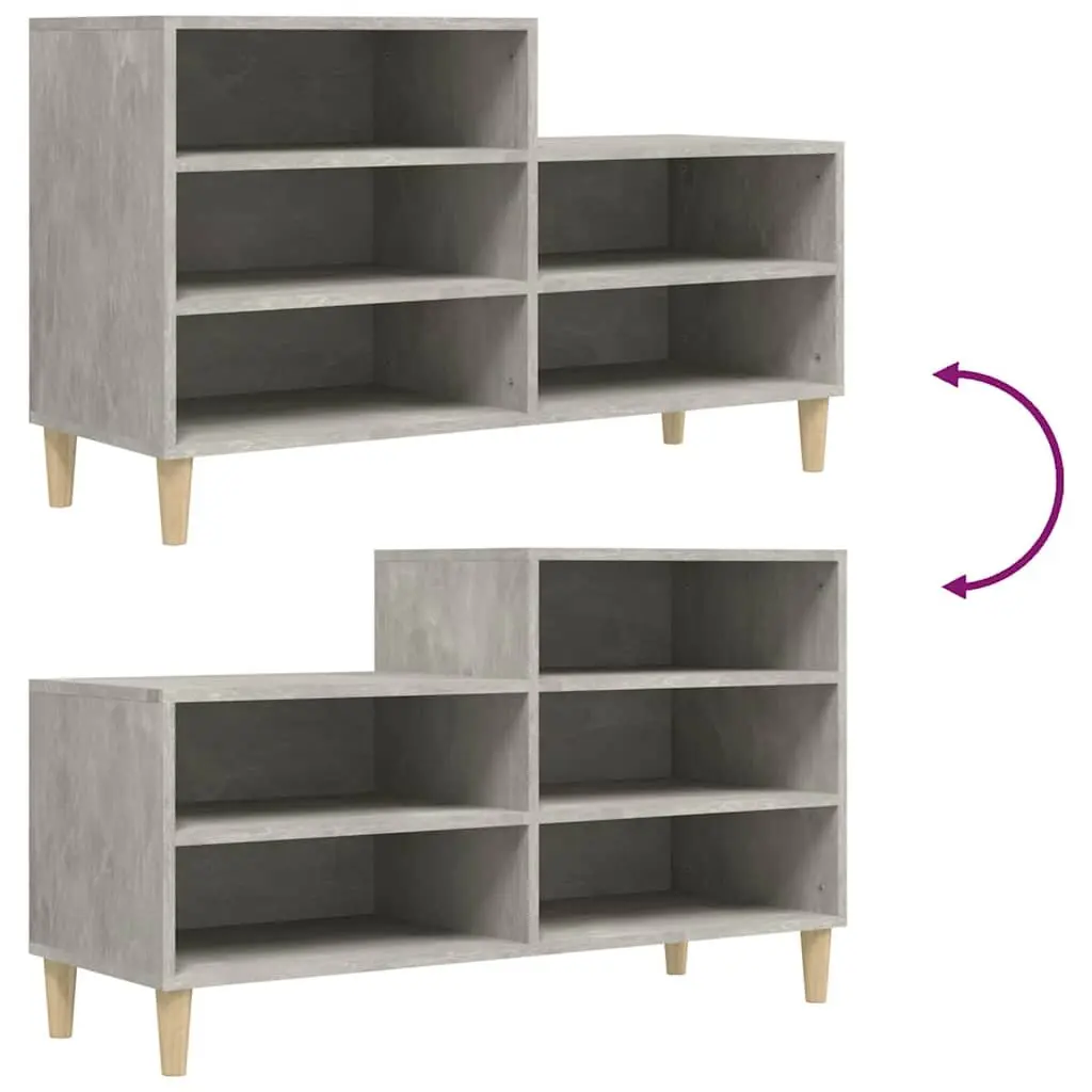 Shoe Cabinet Grey Storage Organiser Engineered Wood 5 Compartments