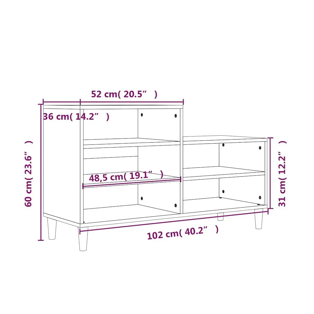 Shoe Cabinet Grey Storage Organiser Engineered Wood 5 Compartments