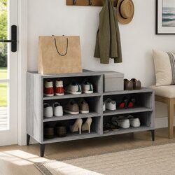 Shoe Cabinet Grey Sonoma Engineered Wood 5 Shelf Storage Organiser Furniture
