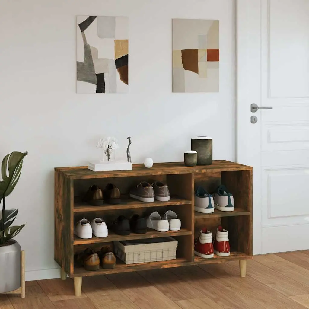 Shoe Storage Cabinet Engineered Wood Brown Multiple Compartments 102x36x60cm