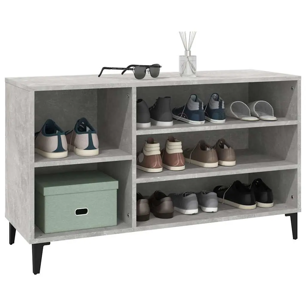 Shoe Cabinet Grey Engineered Wood Storage Organiser Hall Bench Compartments