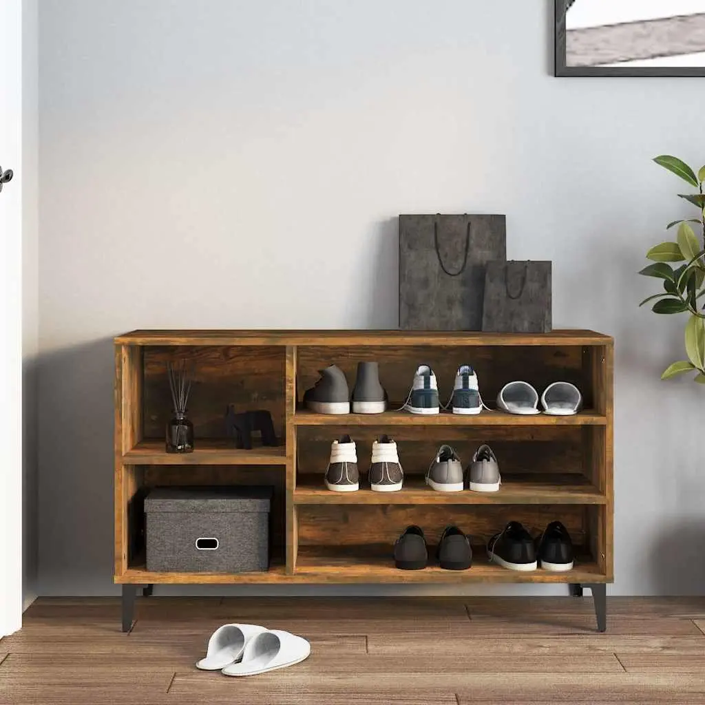 Shoe Cabinet Brown Engineered Wood Storage Organiser 102 x 36 x 60 cm