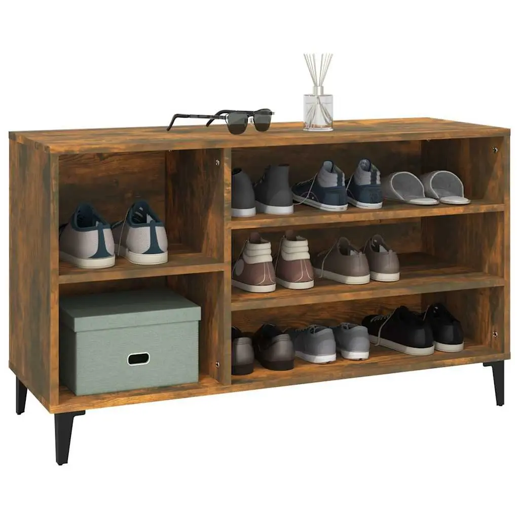 Shoe Cabinet Brown Engineered Wood Storage Organiser 102 x 36 x 60 cm