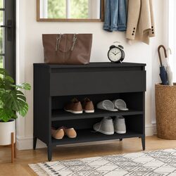 Your Friendly Black Shoe Cabinet - 70x36x60cm Storage