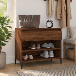 Your New Brown Oak Shoe Cabinet Awaits - 70x36x60 cm