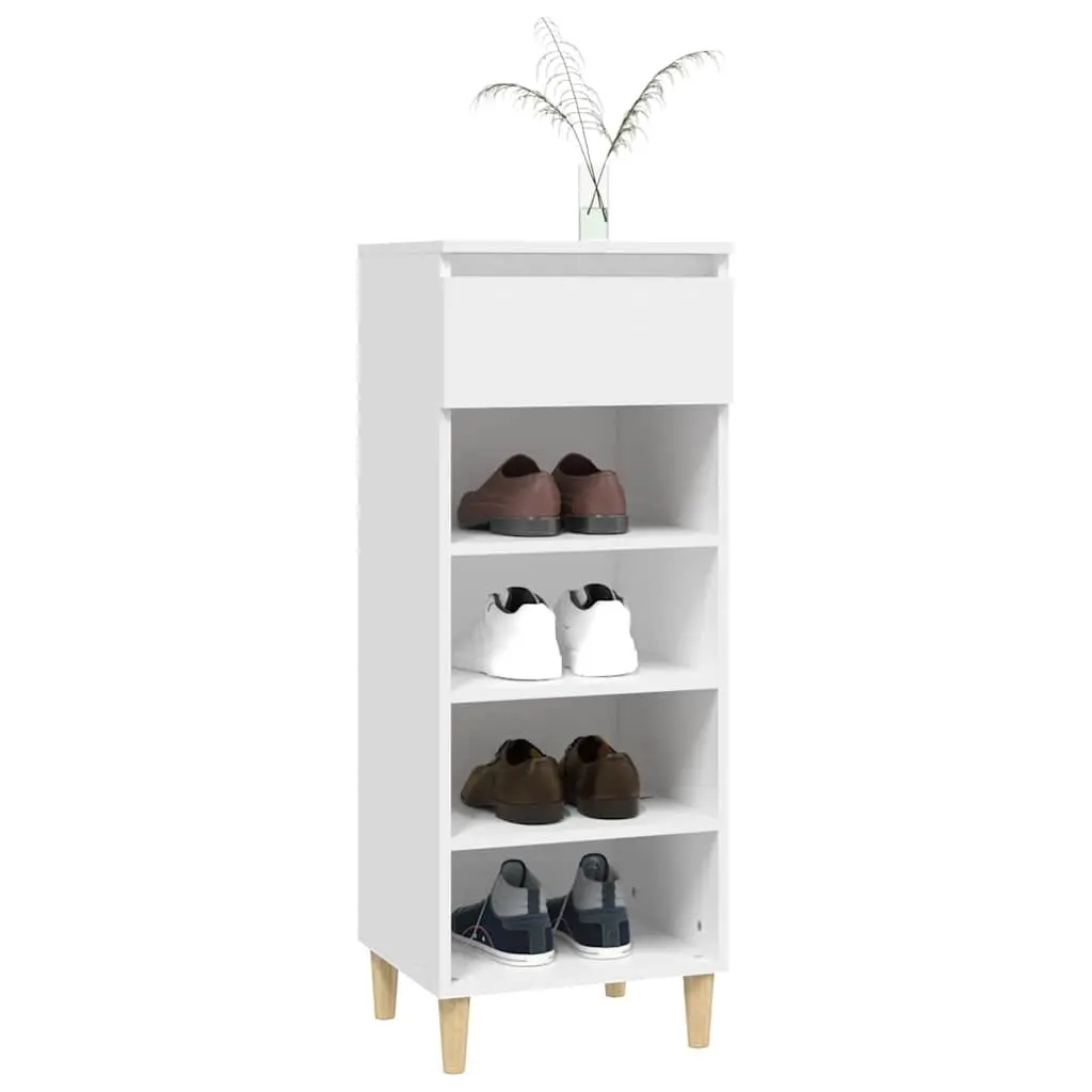 Shoe Cabinet Storage Organiser White 40x36x105cm Engineered Wood 4 Shelf Drawer