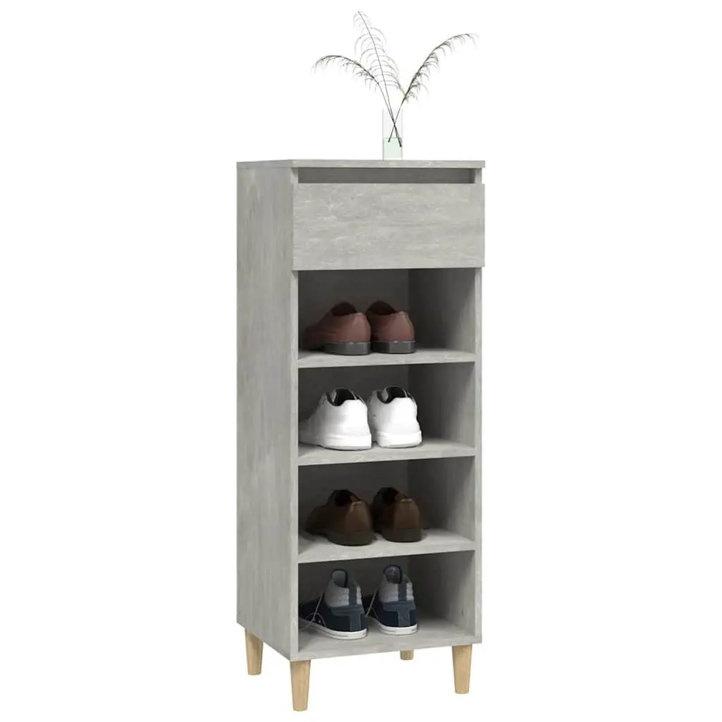 Shoe Cabinet Storage Organiser Grey Wooden 4 Shelves 1 Drawer