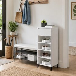 Shoe Rack White Storage Cabinet Organiser 40x36x105cm Engineered Wood Drawer