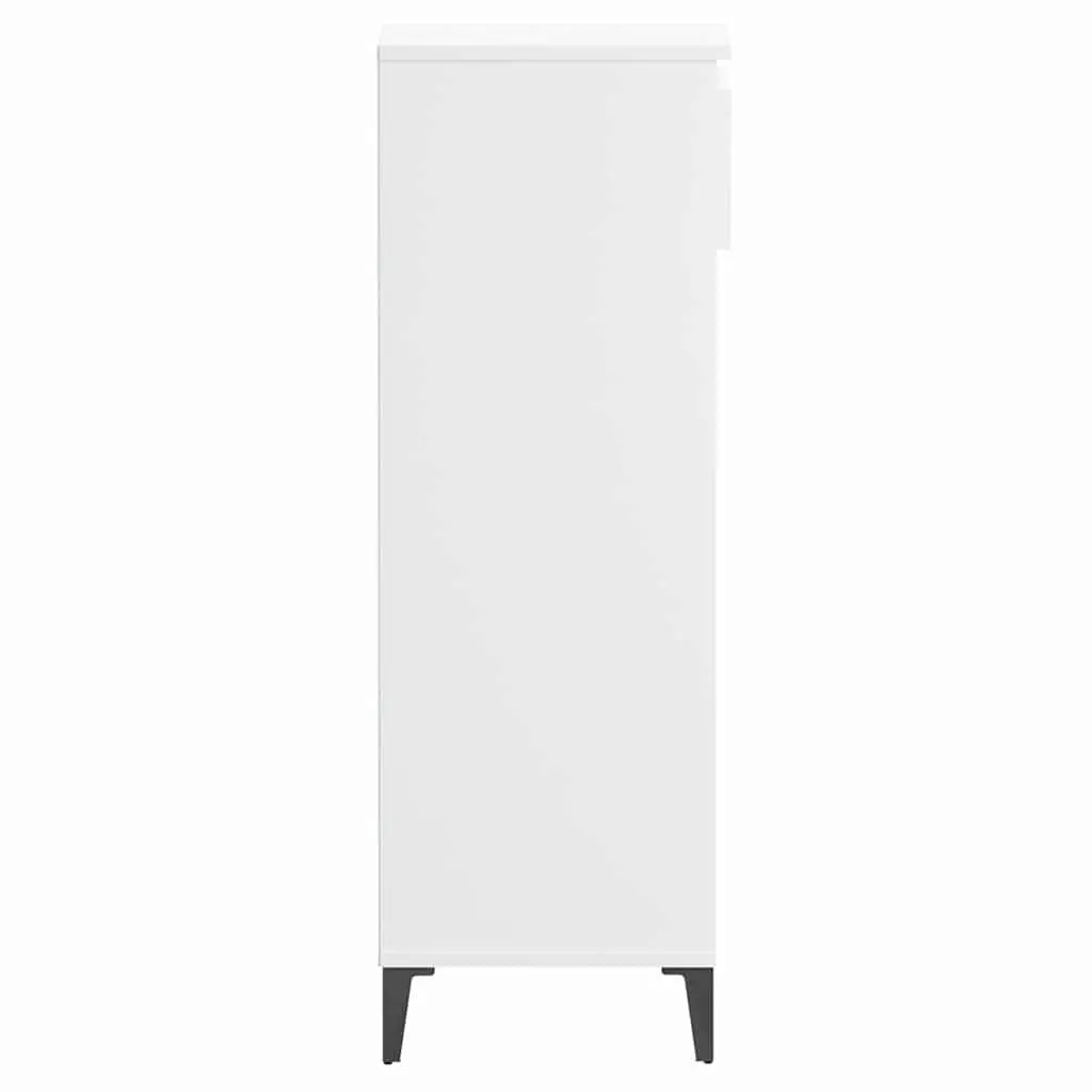 Shoe Storage Cabinet White Engineered Wood 40x36x105cm Metal Frame with Drawer