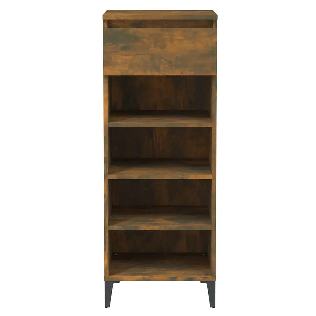Shoe Rack Storage Cabinet Engineered Wood Smoked Oak Brown 40x36x105cm