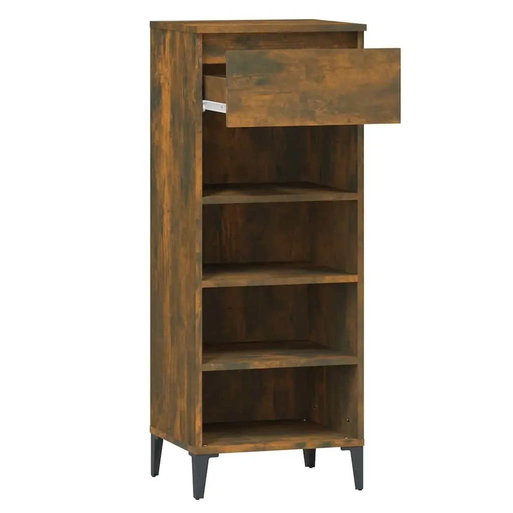 Shoe Rack Storage Cabinet Engineered Wood Smoked Oak Brown 40x36x105cm
