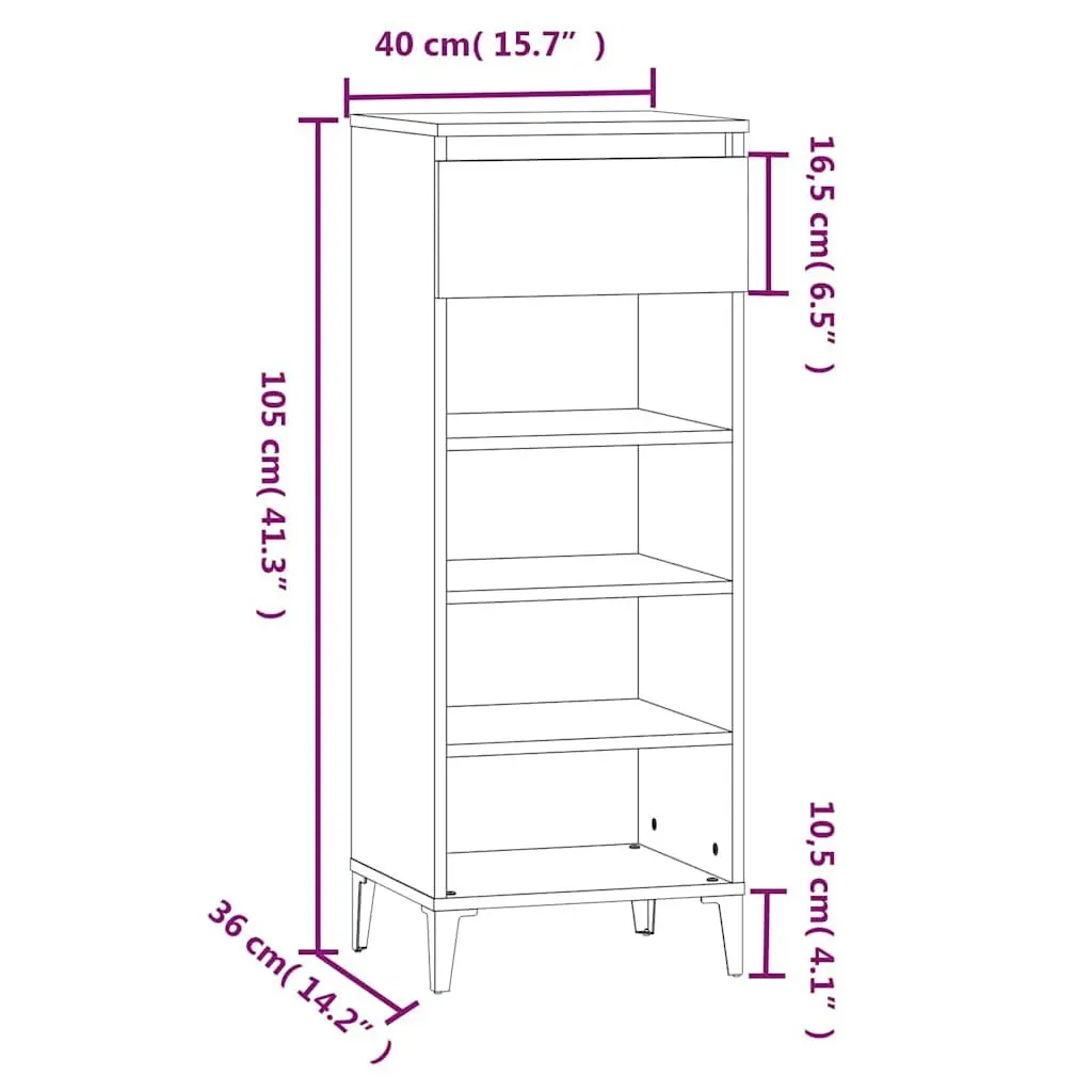 Shoe Rack Storage Cabinet Engineered Wood Smoked Oak Brown 40x36x105cm