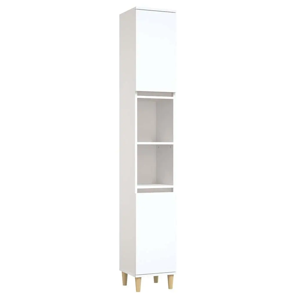 Bathroom Vanity Cabinet White Storage Unit 6 Compartments 2 Doors Engineered