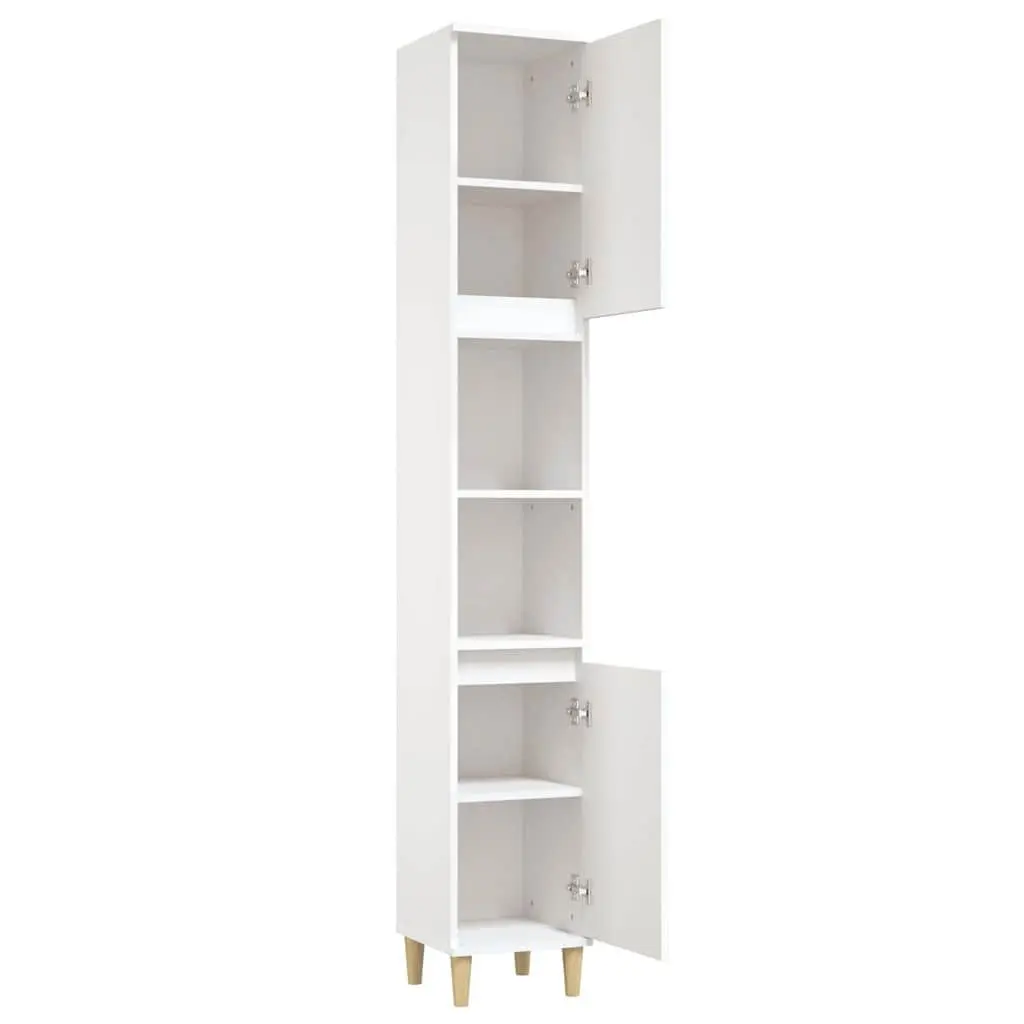 Bathroom Vanity Cabinet White Storage Unit 6 Compartments 2 Doors Engineered