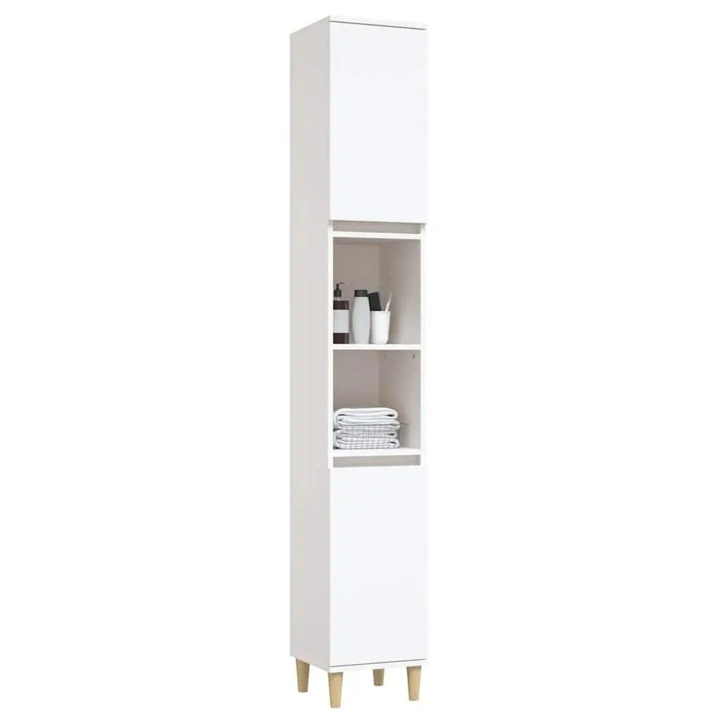 Bathroom Vanity Cabinet White Storage Unit 6 Compartments 2 Doors Engineered