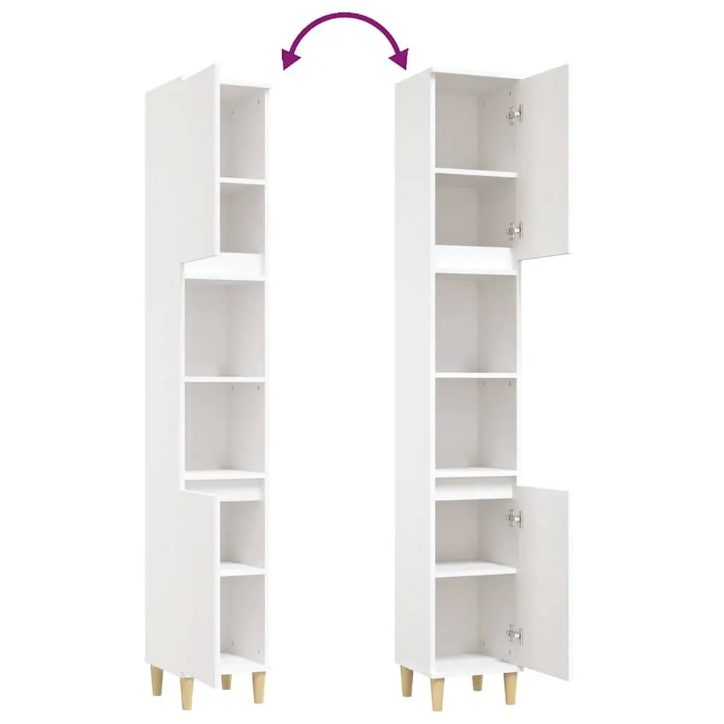 Bathroom Vanity Cabinet White Storage Unit 6 Compartments 2 Doors Engineered