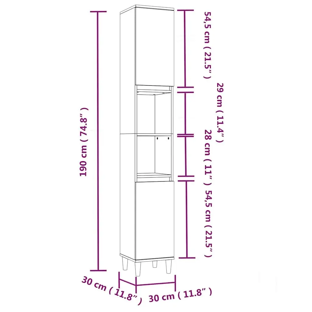 Bathroom Vanity Cabinet White Storage Unit 6 Compartments 2 Doors Engineered