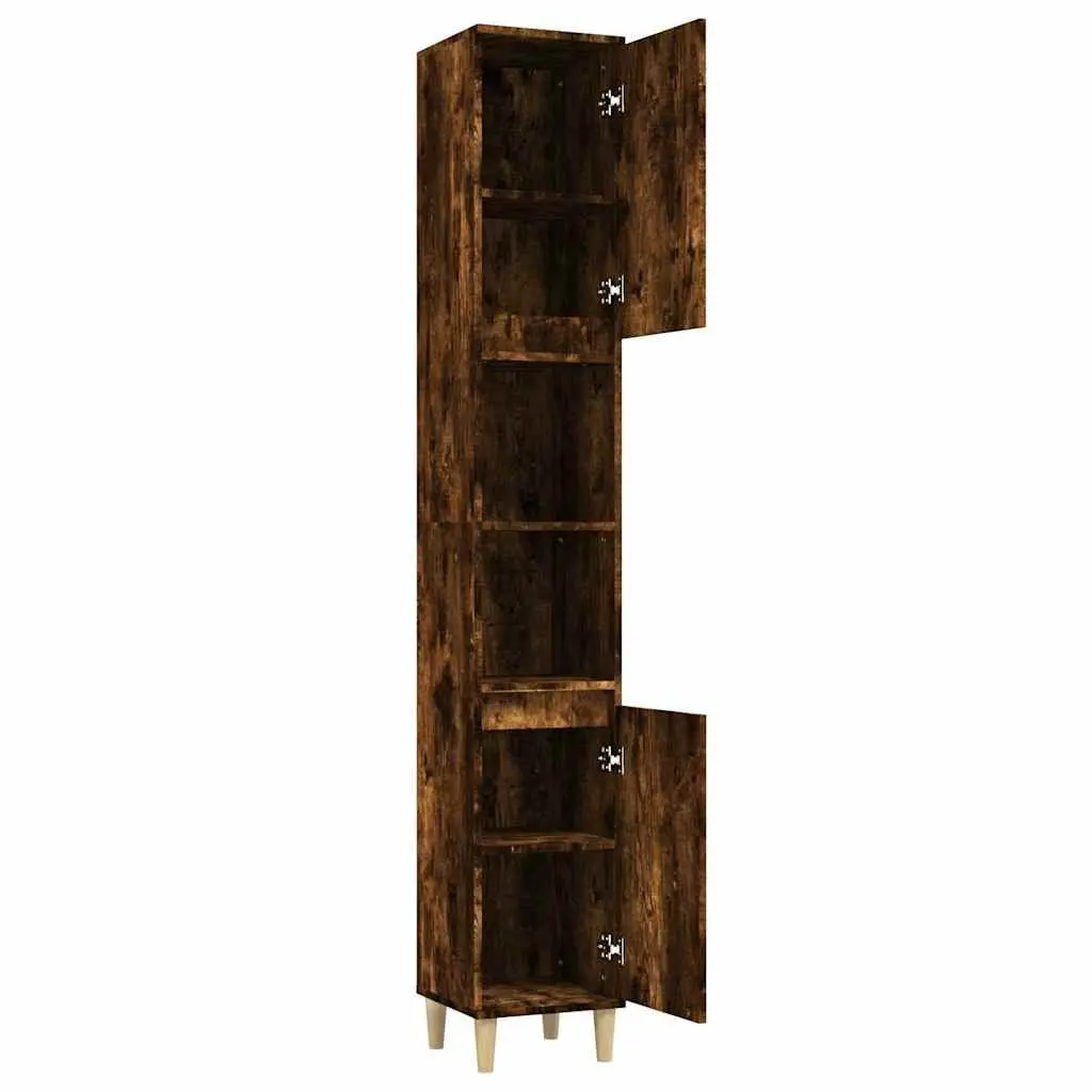 Bathroom Vanity Cabinet Storage Unit Engineered Wood Brown 30x30x190 cm