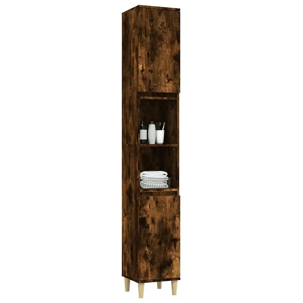 Bathroom Vanity Cabinet Storage Unit Engineered Wood Brown 30x30x190 cm