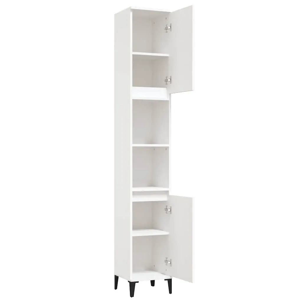 Bathroom Cabinet White Engineered Wood 30x30x190 cm