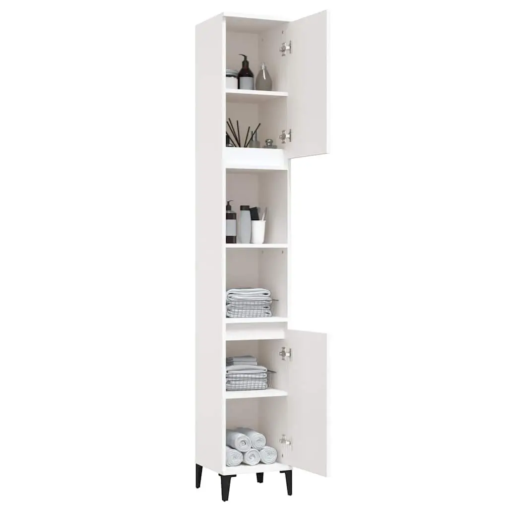 Bathroom Cabinet White Engineered Wood 30x30x190 cm