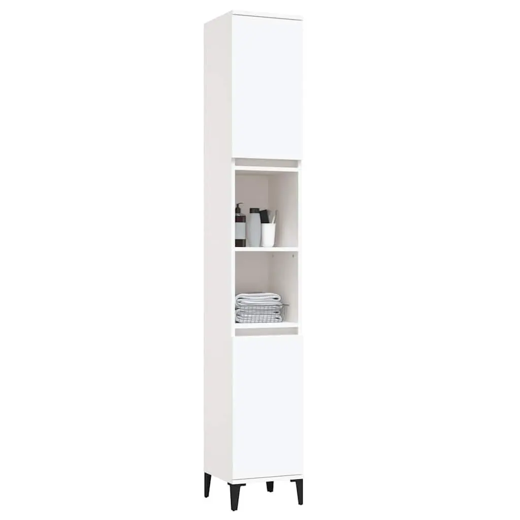 Bathroom Cabinet White Engineered Wood 30x30x190 cm