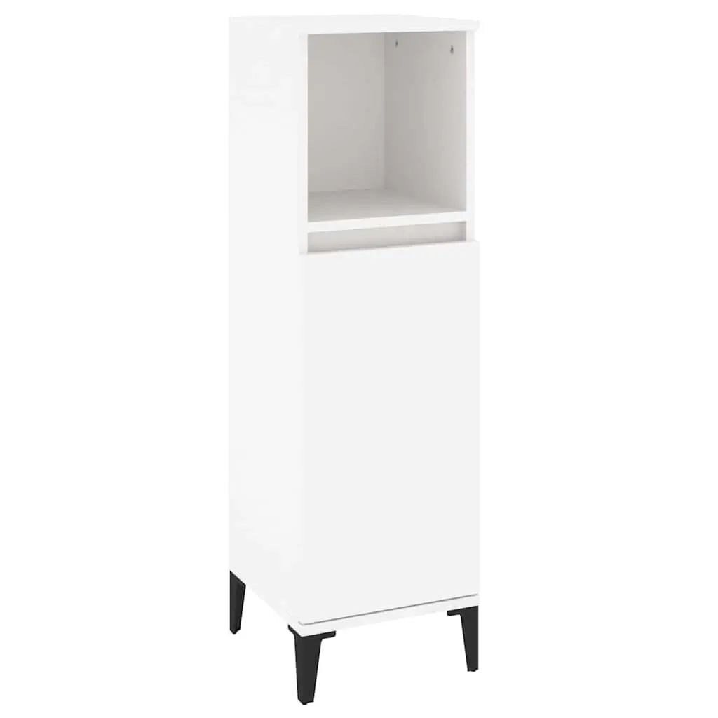 Bathroom Vanity Cabinet White Storage Unit Engineered Wood 30x30x100cm