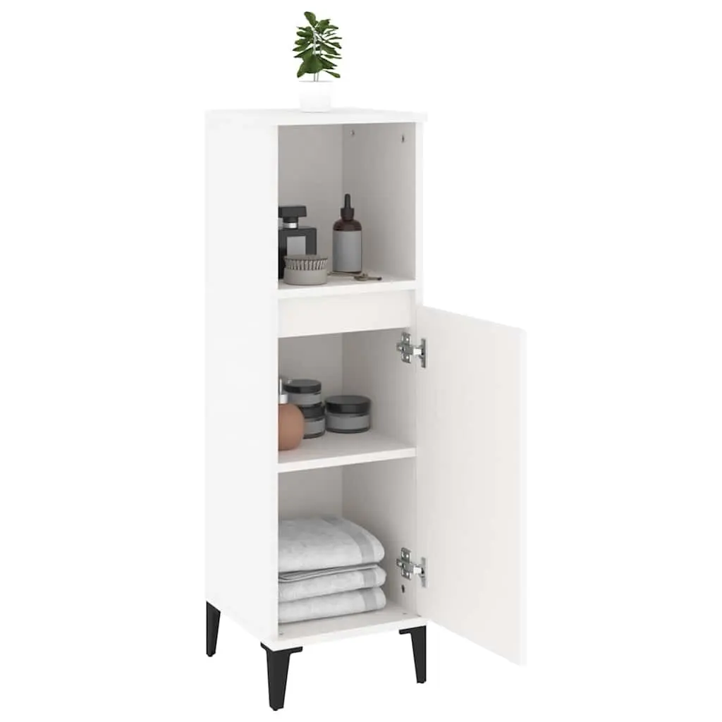 Bathroom Vanity Cabinet White Storage Unit Engineered Wood 30x30x100cm