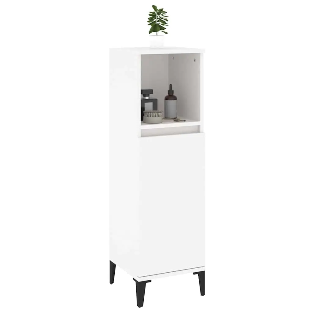 Bathroom Vanity Cabinet White Storage Unit Engineered Wood 30x30x100cm