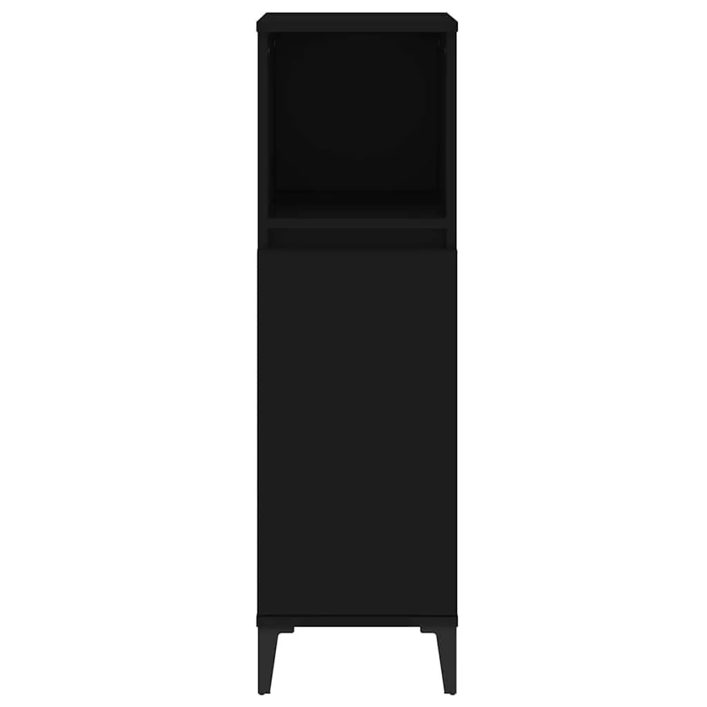 Bathroom Cabinet Black Engineered Wood Storage Unit 30x30x100cm