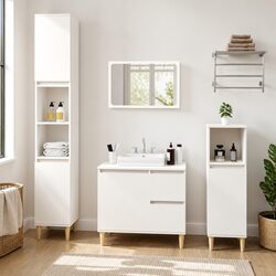 Bathroom Vanity Cabinet White Storage Unit Engineered Wood Drawers Compartment