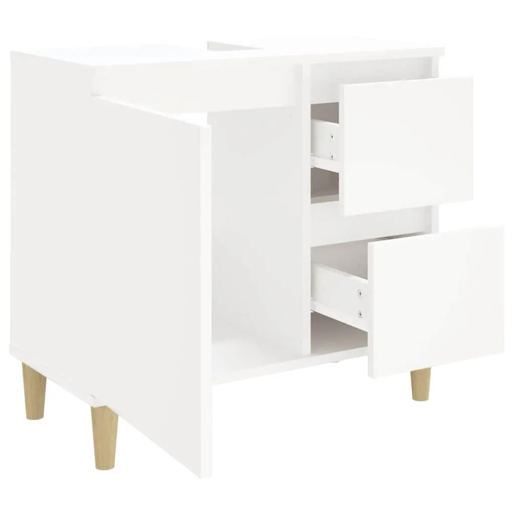 Bathroom Cabinet White Engineered Wood 2 Drawers 1 Door Compartment