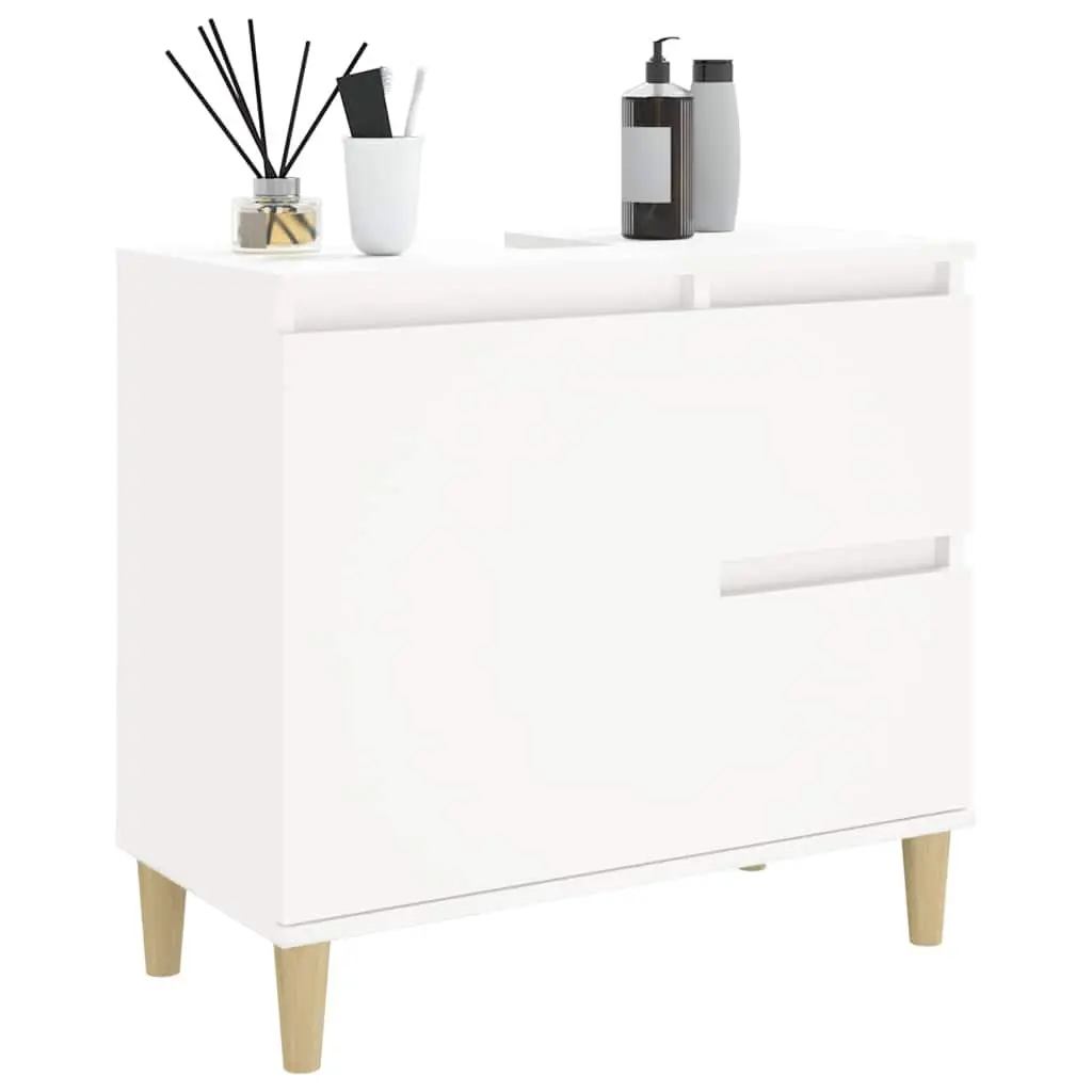 Bathroom Cabinet White Engineered Wood 2 Drawers 1 Door Compartment