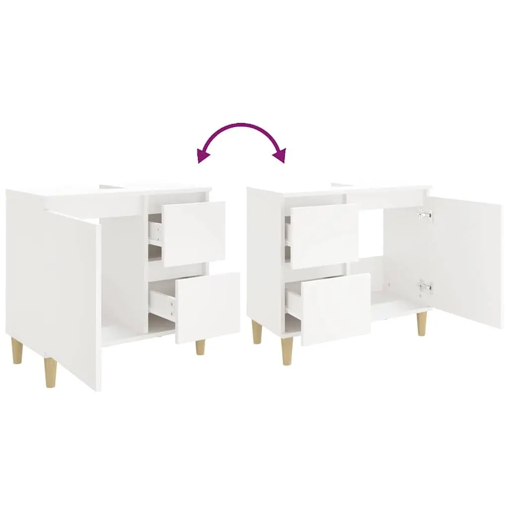 Bathroom Cabinet White Engineered Wood 2 Drawers 1 Door Compartment