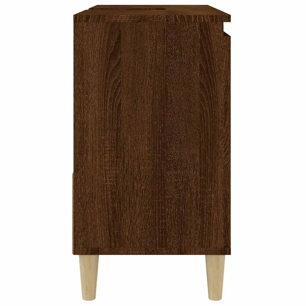 Bathroom Vanity Cabinet Brown Oak 65x33x60cm Engineered Wood Storage Cupboard