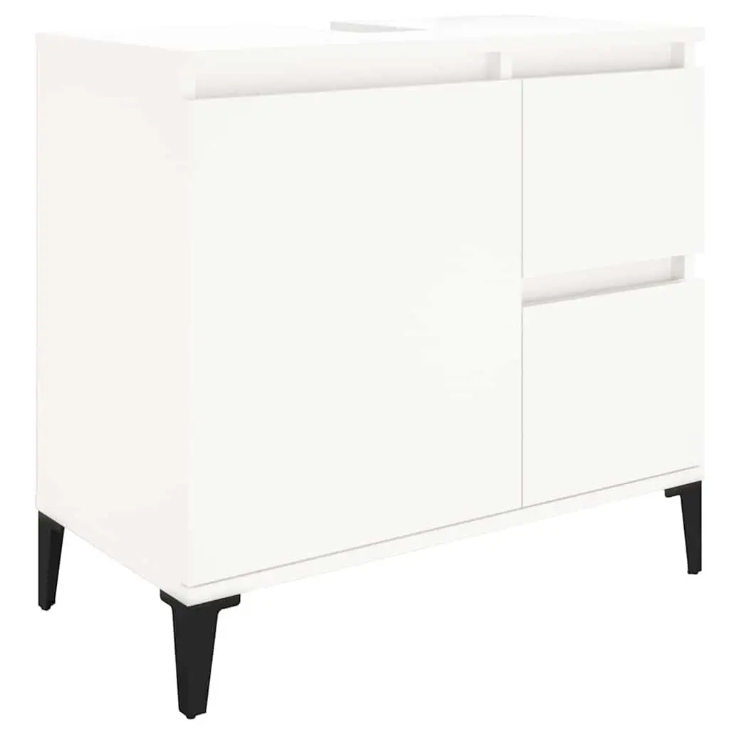 Bathroom Cabinet White Engineered Wood 65x33x60 cm with Drawers and Door