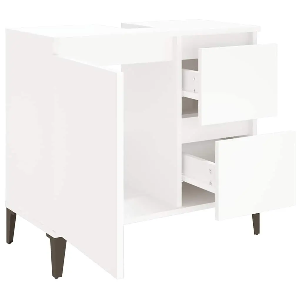 Bathroom Cabinet White Engineered Wood 65x33x60 cm with Drawers and Door