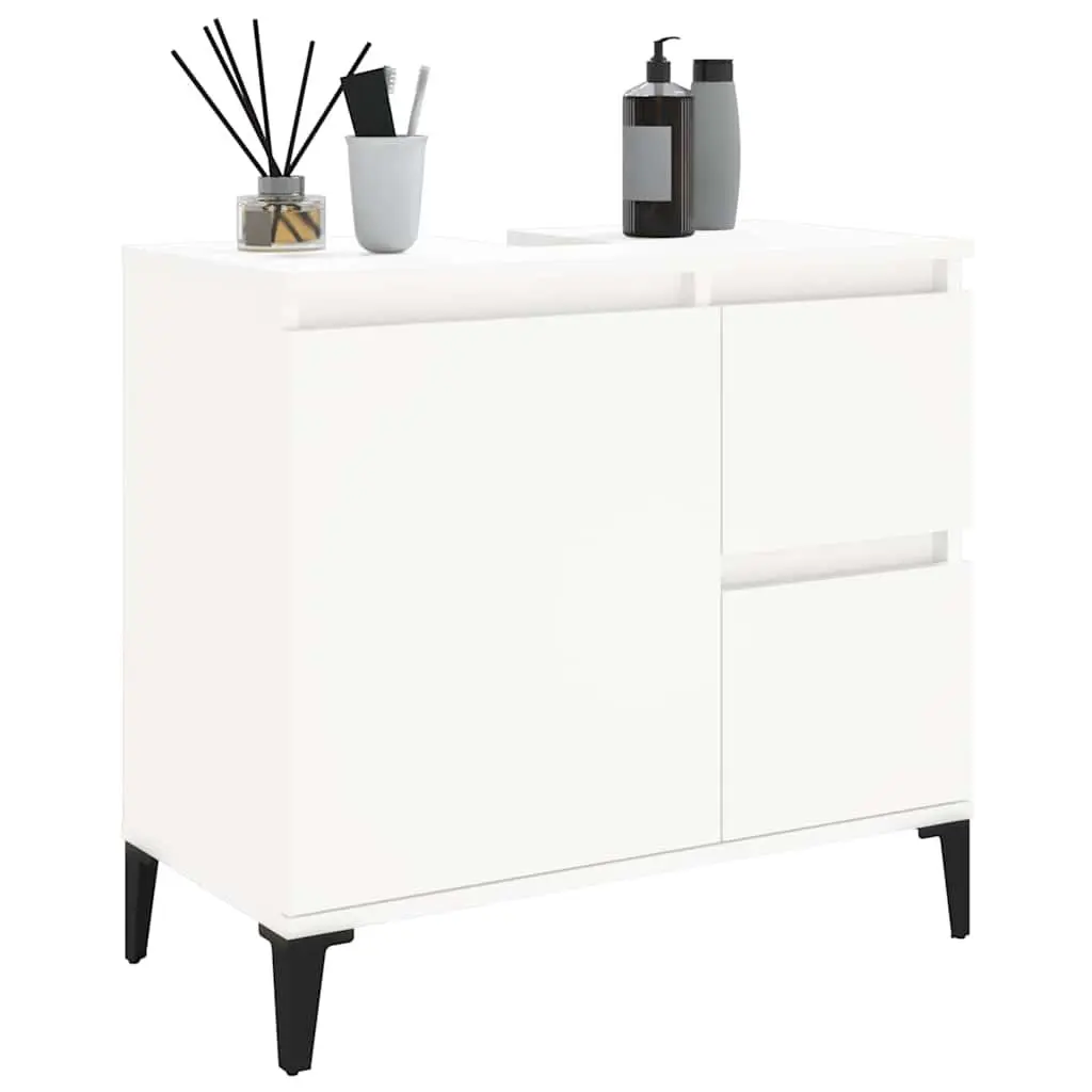 Bathroom Cabinet White Engineered Wood 65x33x60 cm with Drawers and Door