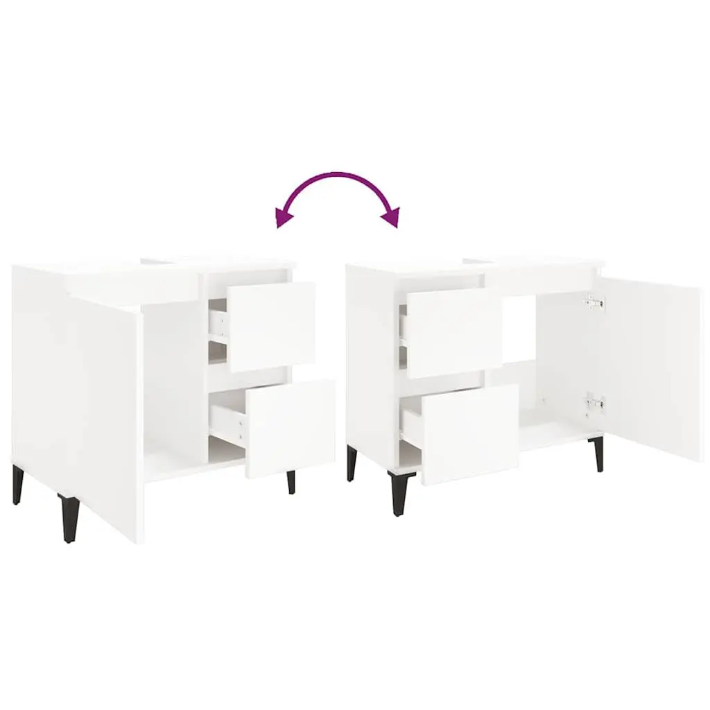 Bathroom Cabinet White Engineered Wood 65x33x60 cm with Drawers and Door
