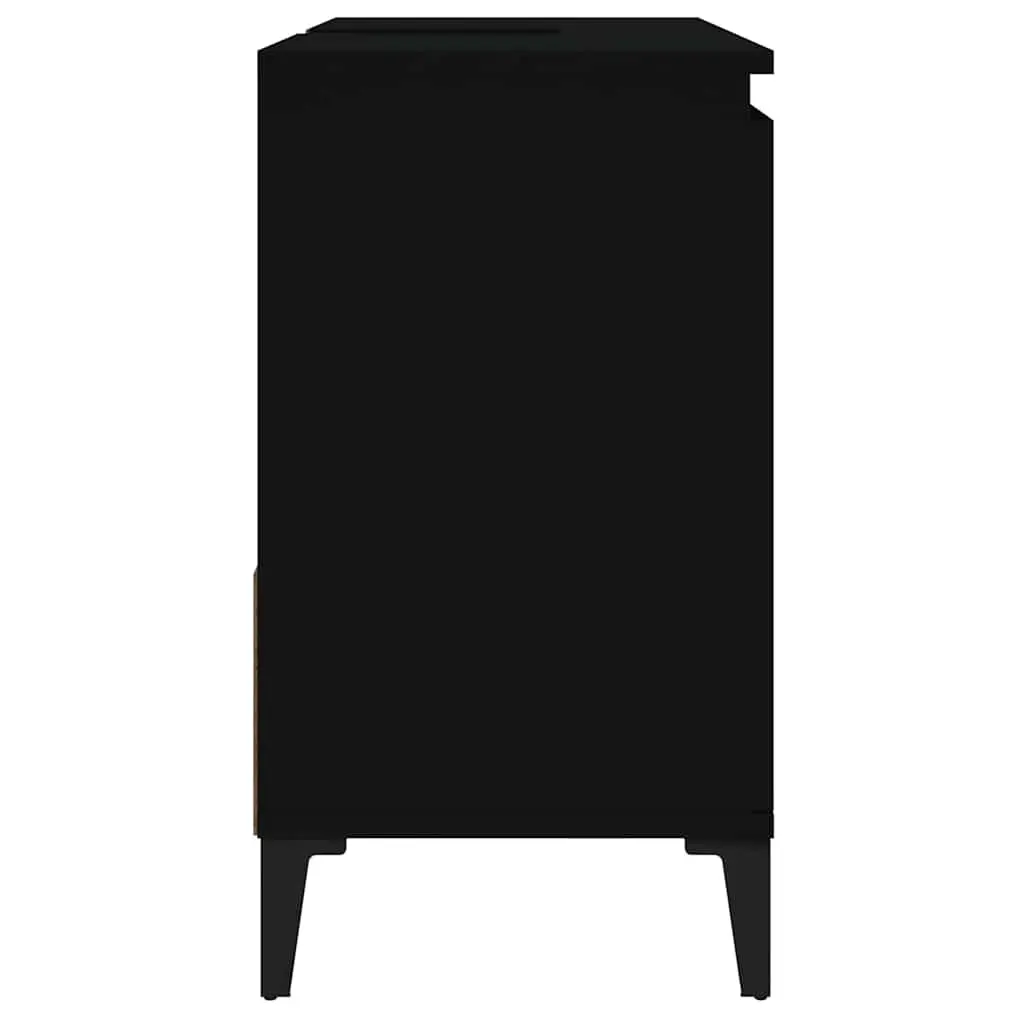Bathroom Vanity Cabinet Black Storage Unit 2 Drawers Door Compartment Engineered
