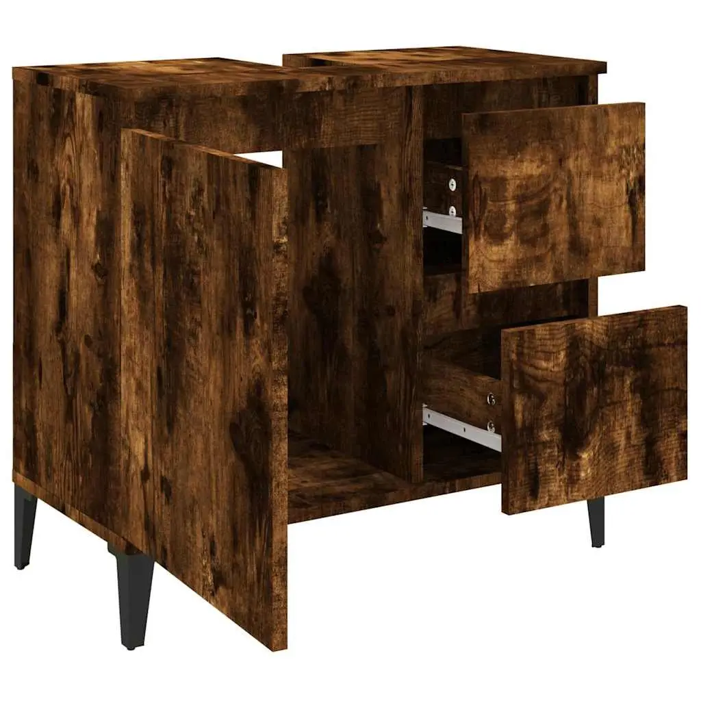 Bathroom Vanity Cabinet Brown Engineered Wood 65x33x60cm