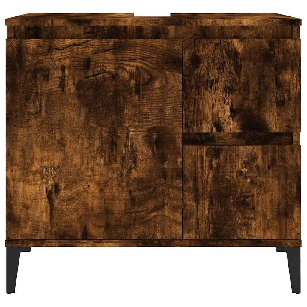 Bathroom Vanity Cabinet Brown Engineered Wood 65x33x60cm