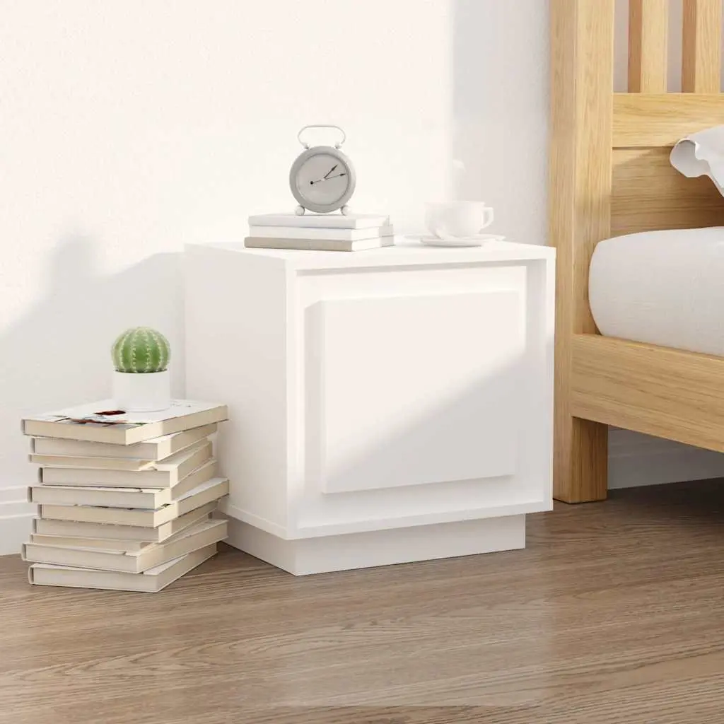 Bedside Cabinets Modern White 44x35x45 cm 2 Piece Nightstand Storage Cabinet