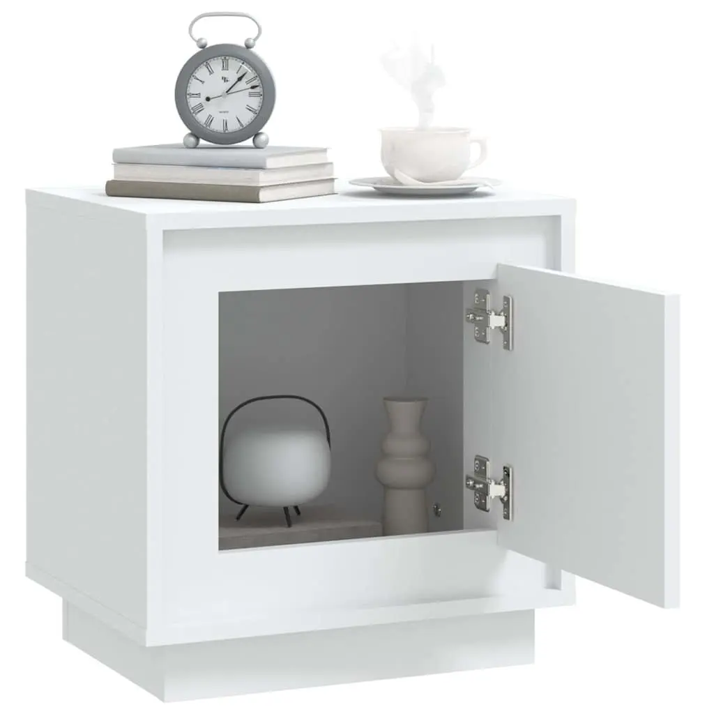 Bedside Cabinets Modern White 44x35x45 cm 2 Piece Nightstand Storage Cabinet