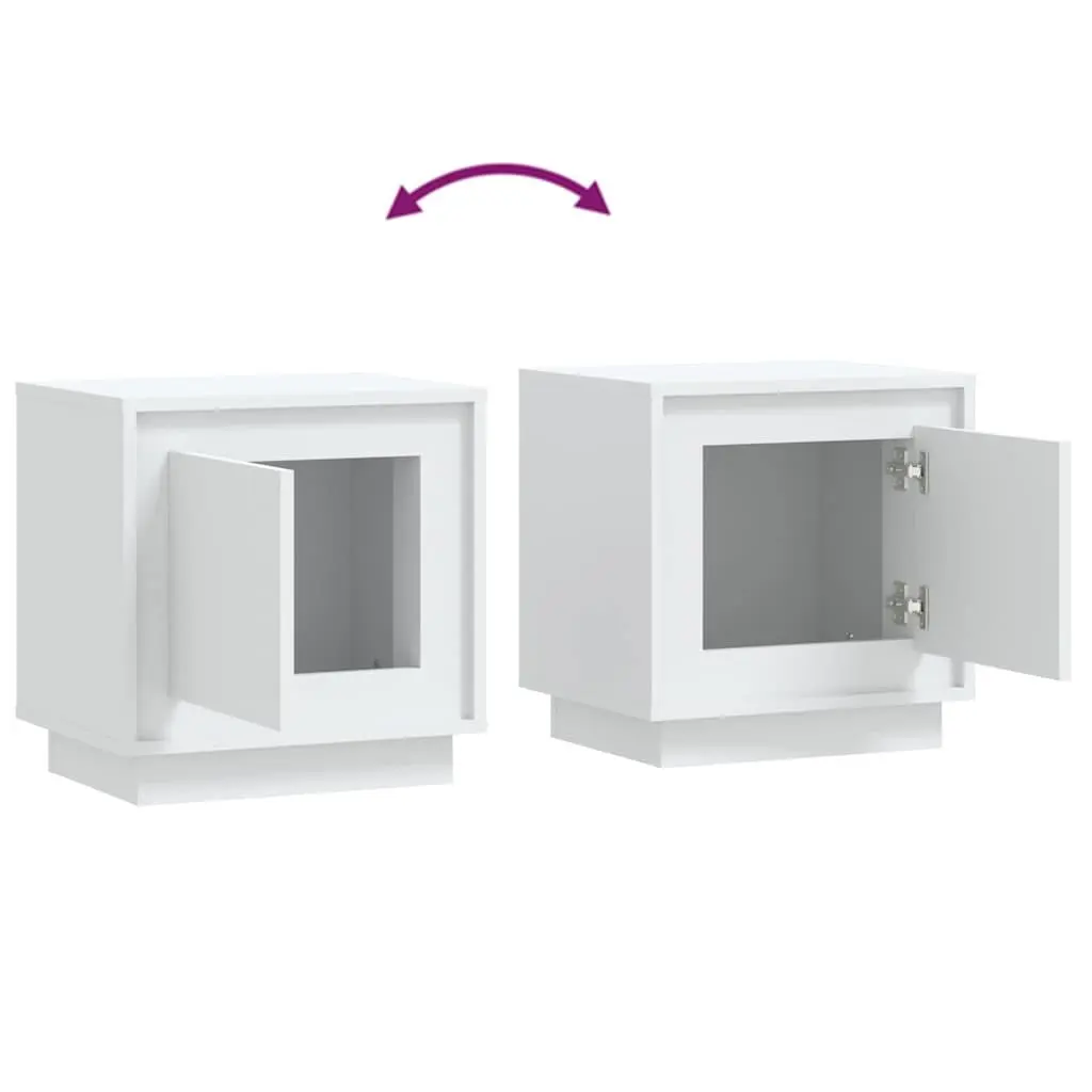 Bedside Cabinets Modern White 44x35x45 cm 2 Piece Nightstand Storage Cabinet