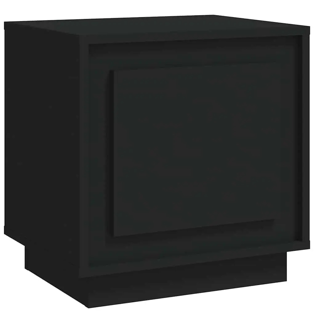 Bedside Cabinet Black Modern Nightstand Storage Table with Door 44x35x45cm