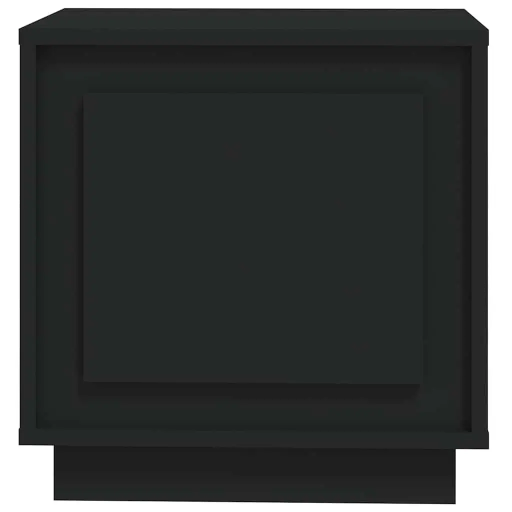 Bedside Cabinet Black Modern Nightstand Storage Table with Door 44x35x45cm