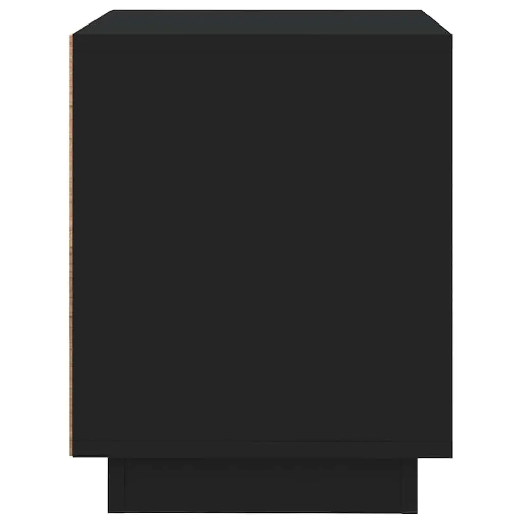 Bedside Cabinet Black Modern Nightstand Storage Table with Door 44x35x45cm